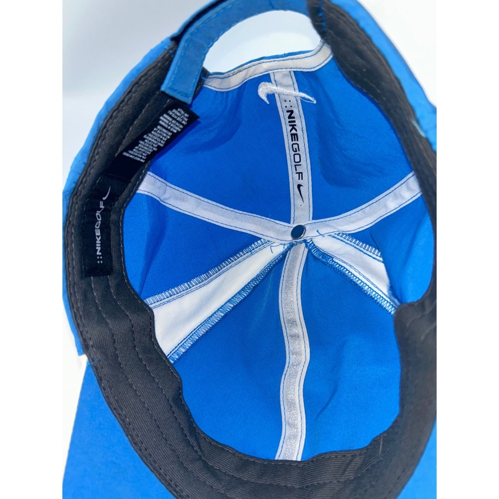 Nike Golf Hat Blue White Adjustable Swoosh ONE V Logo Performance Cap - Picture 5 of 5